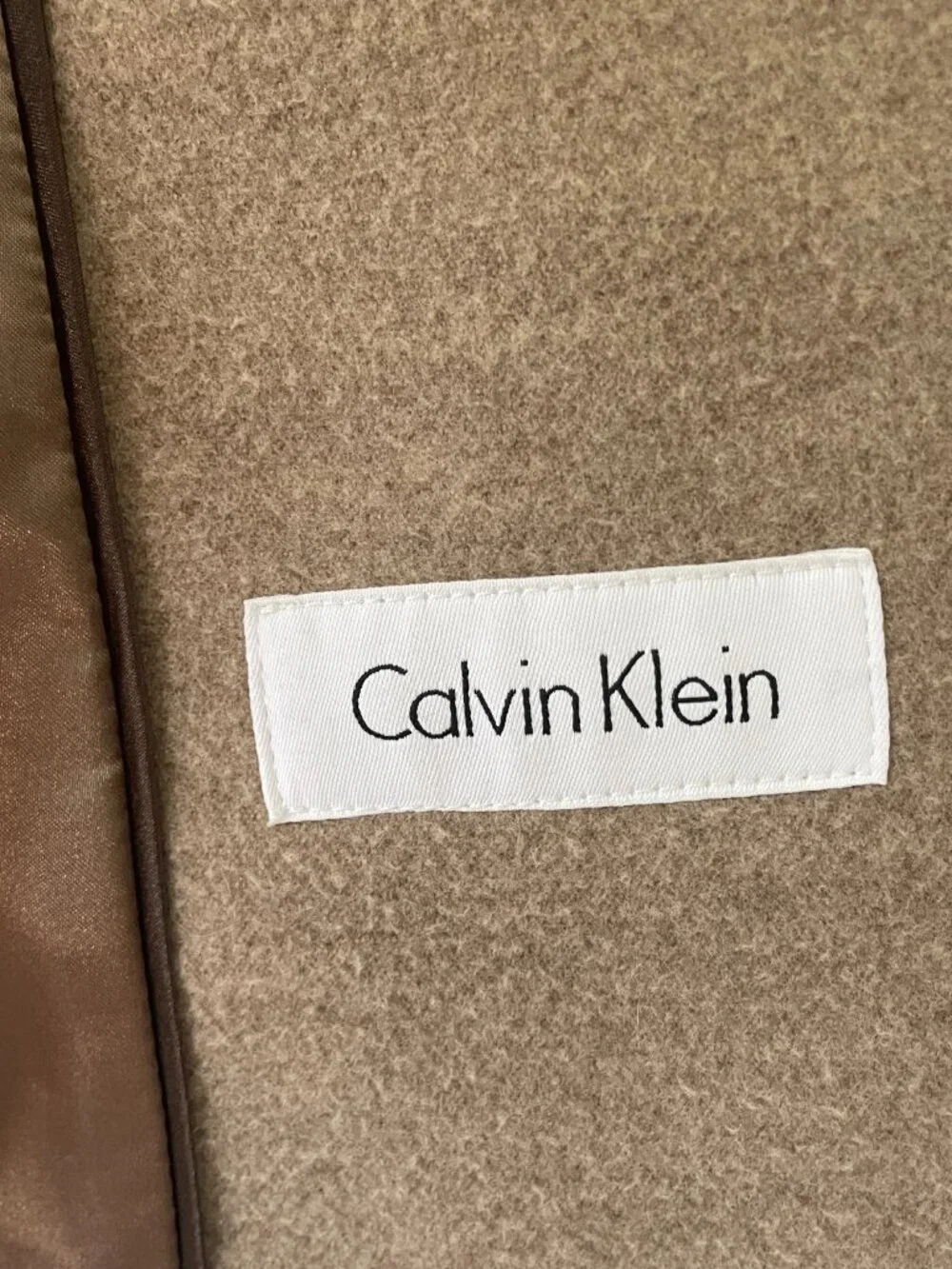 Calvin Klein Taupe/Brown Pea Coat, Size 16 Double Breasted - Picture 10 of 16